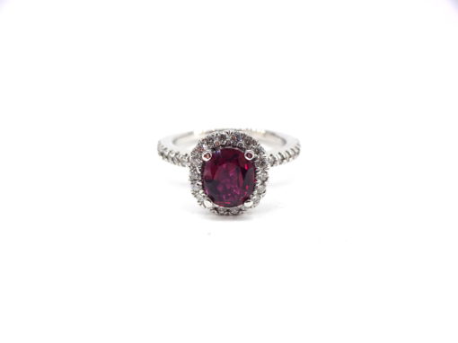 Michael Moses Vault,Newport Beach California Fine Jewelry Store, 14k White Gold Ruby/Diamond Ring,