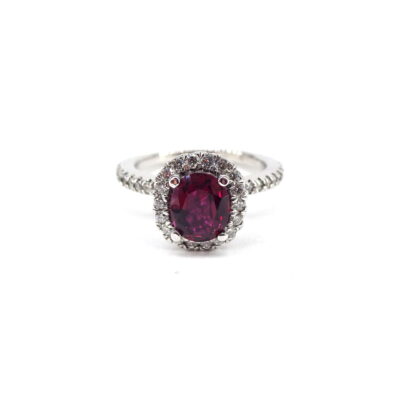 Michael Moses Vault,Newport Beach California Fine Jewelry Store, 14k White Gold Ruby/Diamond Ring,