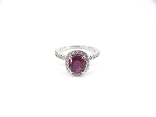 Michael Moses Vault,Newport Beach California Fine Jewelry Store, 14k White Gold Ruby/Diamond Ring,