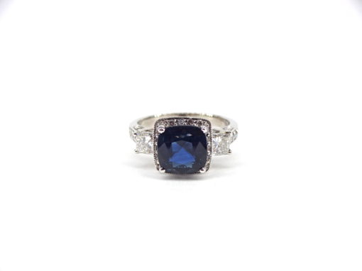 14k White Gold Sapphire/Diamond Ring, Michael Moses Vault, Newport Beach California Fine Jewelry Store