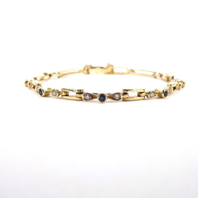 Michael Moses Vault, Newport Beach Jewelry Store, 14k Yellow Gold Diamond/Sapphire Bracelet