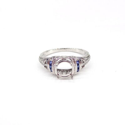 Michael Moses Vault, Newport Beach Jewelry Store, 18k white Gold Sapphire Semi-Mounting