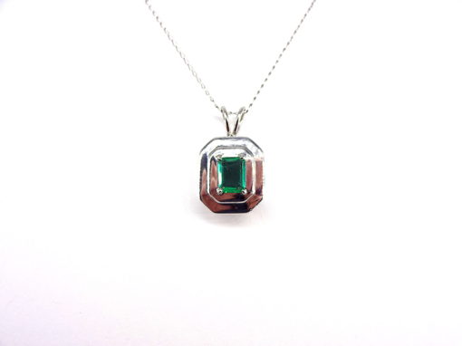 Michael Moses Vault, Newport Beach Jewelry Store, 14k White Gold Emerald Pendant and Chain