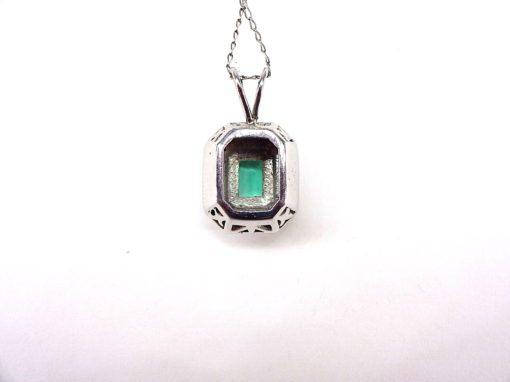 Michael Moses Vault, Newport Beach Jewelry Store, 14k White Gold Emerald Pendant and Chain