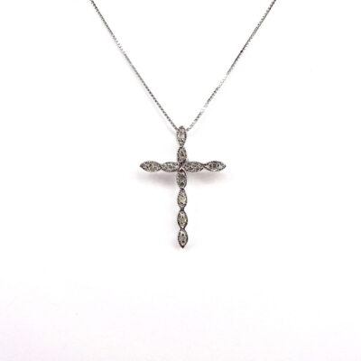 Michael Moses Vault, Newport Beach Jewelry Store, 14k White Gold Diamond Cross Pendant