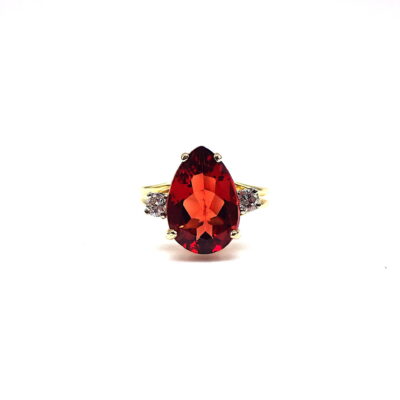 Michael Moses Vault, Newport Beach California Fine Jewelry Store, 14k Yellow Gold Sun Stone and Diamond Ring