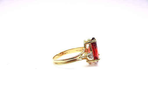 Michael Moses Vault, Newport Beach California, 14k Yellow Gold Sunstone/Diamond Ring