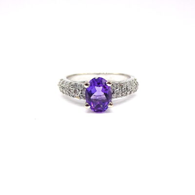 Michael Moses Vault, Newport Beach Jewelry Store, 18k White Gold Amethyst/Diamond Ring