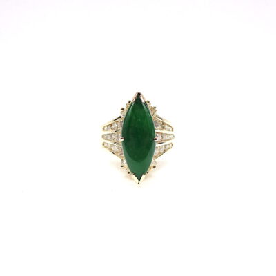Michael Moses Vault, Newport Beach California fine Jewelry Store, 14k Yellow Gold Jade/Diamond Ring