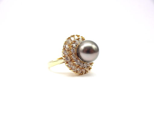 Michael Moses Vault, Newport Beach Fine Jewelry Store, Cultured Tahitian Pearl/Diamond Ring