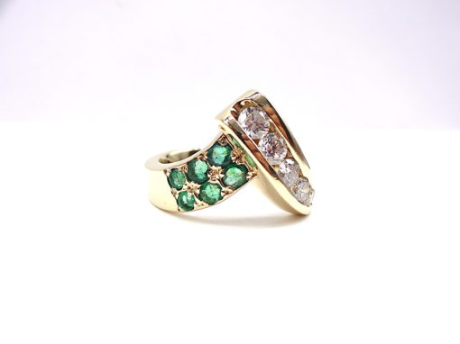Michael Moses Vault, Newport Beach Fine Jewelry Store, 14k Yellow Gold Emerald/Diamond Ring