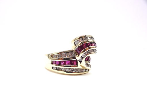 Michael Moses Vault, Newport Beach Fine Jewelry Store, 14k Yellow Gold Ruby/Diamond Ring