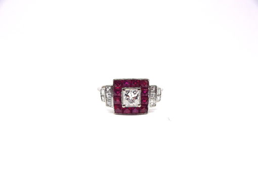 Ruby/Diamond Ring ,Michael Moses Vault, Newport Beach California Fine Jewelry Store, 18k White Gold Ruby/Diamond Ring