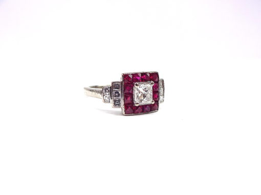 Ruby/Diamond Ring , Michael Moses Vault, Newport Beach Jewelry Store, 18k White Gold Ruby/Diamond Ring