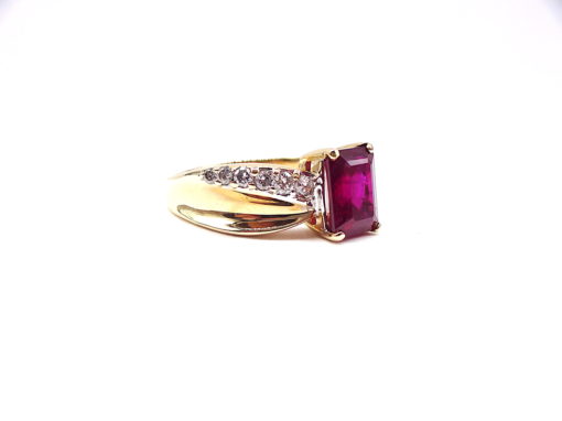 Michael Moses Vault, Newport Beach Fine Jewelry Store, 10k Yellow Gold Ruby/Diamond Ring