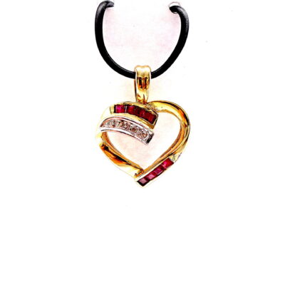 Michael Moses Vault, Newport Beach Fine Jewelry Store, 14k Yellow Gold Plated Ruby/Diamond Pendant