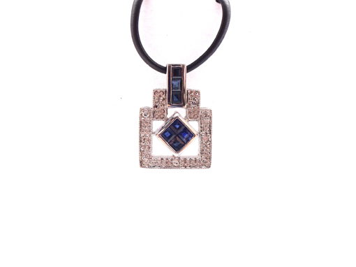 Michael Moses Vault, Newport Beach Fine Jewelry Store, 14k White Gold Sapphire/Diamond Pendant