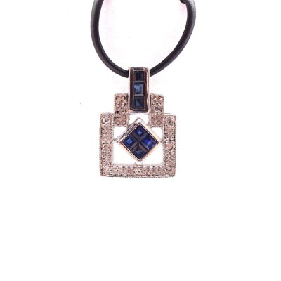 Michael Moses Vault, Newport Beach Fine Jewelry Store, 14k White Gold Sapphire/Diamond Pendant
