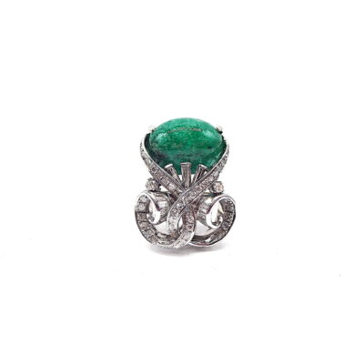 Michael Moses Vault, Newport Beach Jewelry Store, 14k White Gold Emerald/Diamond Ring