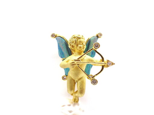 Michael Moses Vault, Newport Beach California Jewelry Store, 18k Yellow Gold Pearl Opal Cupid
