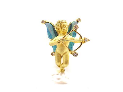 Michael Moses Vault, Newport Beach California Jewelry Store, 18k Yellow Gold Pearl Opal Cupid