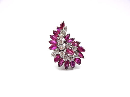 Michael Moses Vault, Newport Beach California Jewelry Store, 14k White Gold Ruby/Diamond Ring