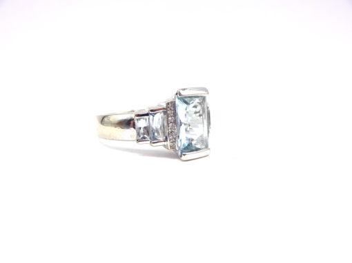 Michael Moses Vault, Newport Beach Fine Jewelry Store, 18k White Gold Aquamarine/Diamond RIng